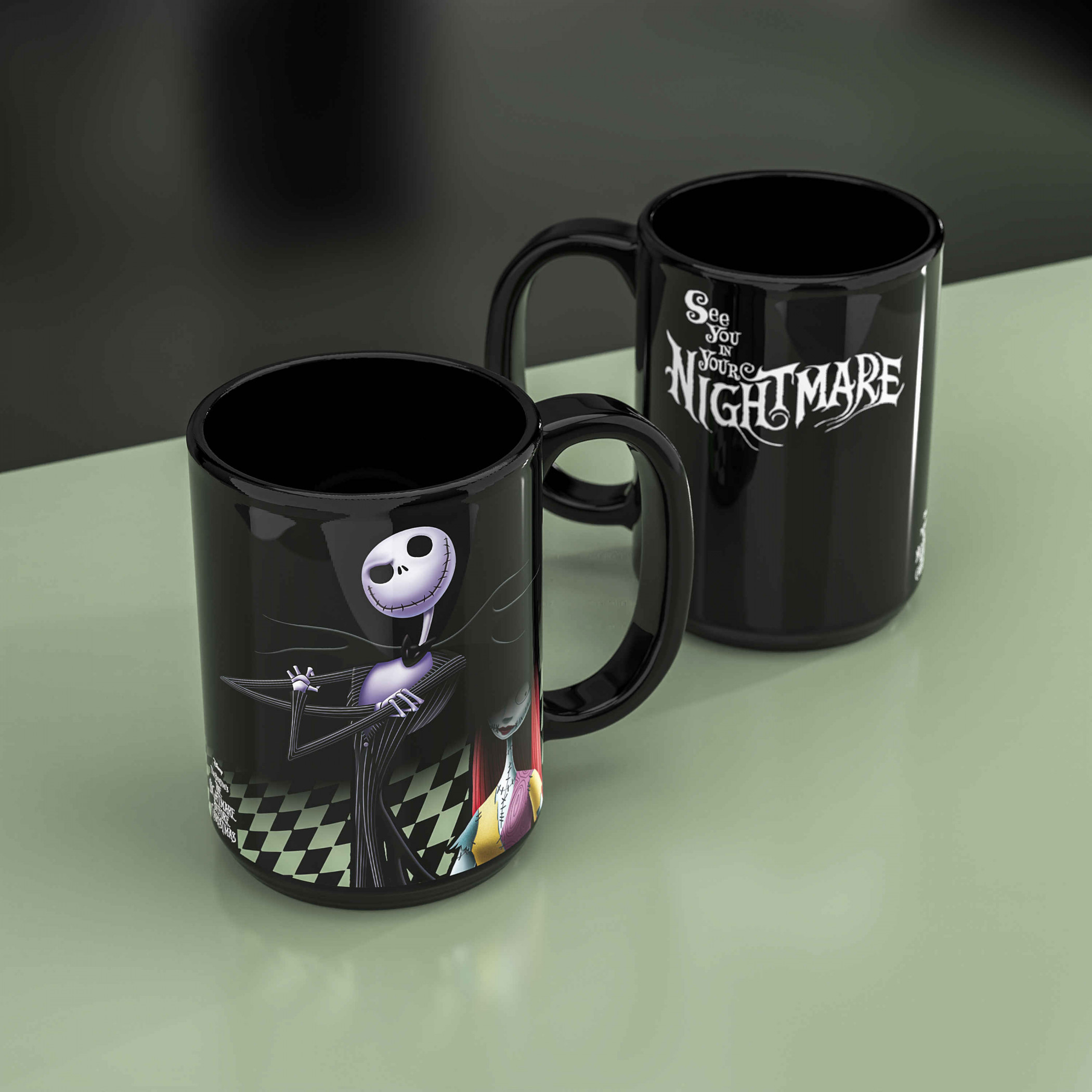 Nightmare Before Christmas Checkerboard 15oz Heat Change Mug